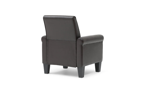English Elm Vineland High Back Faux Leather Accent Chair with Tailored Piping for Modern Living Dark Brown B078P497924