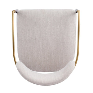English Elm Fabric Upholstered Dining Chairs Glam Set of Two with Gold Accents Iron Frame N768P379506W