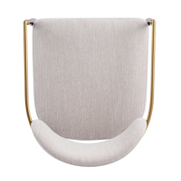 English Elm Fabric Upholstered Dining Chairs Glam Set of Two with Gold Accents Iron Frame N768P379506W