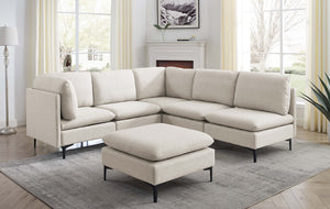 English Elm Linen Upholstered Modular Sectional Sofa with Tall Black Metal Legs for Living Room Almond B2748S00103