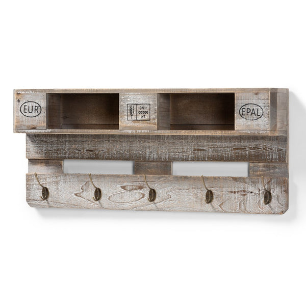 Baxton Studio Baxton Studio Rustic Wall-Mounted Coat Rack with Shelves – Vintage Grey Oak Finish & Hooks for Entryway 64B-17B4049-Grey Oak-Wall Rack