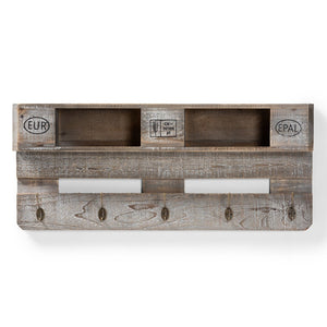 Baxton Studio Baxton Studio Rustic Wall-Mounted Coat Rack with Shelves – Vintage Grey Oak Finish & Hooks for Entryway 64B-17B4049-Grey Oak-Wall Rack