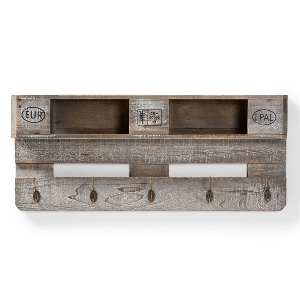 Baxton Studio Baxton Studio Rustic Wall-Mounted Coat Rack with Shelves – Vintage Grey Oak Finish & Hooks for Entryway 64B-17B4049-Grey Oak-Wall Rack