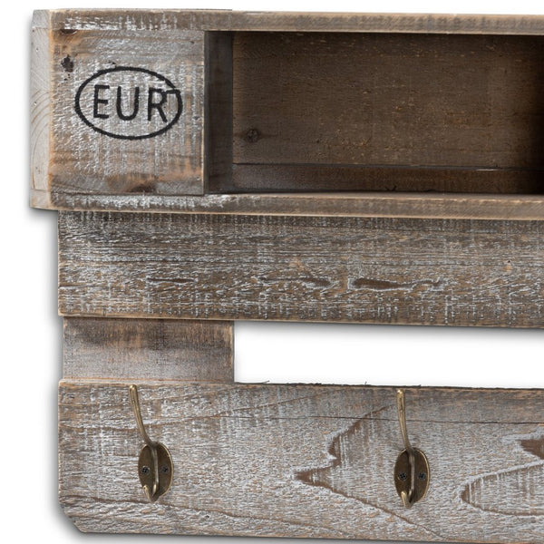 Baxton Studio Baxton Studio Rustic Wall-Mounted Coat Rack with Shelves – Vintage Grey Oak Finish & Hooks for Entryway 64B-17B4049-Grey Oak-Wall Rack