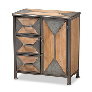 Baxton Studio Baxton Studio Rustic Industrial Accent Storage Cabinet in Antique Grey Metal and Whitewashed Oak 3-Drawer AM19136-Oak/Grey-Cabinet