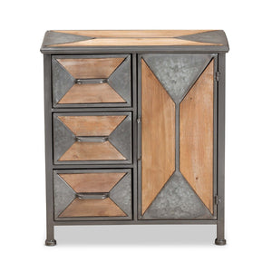 Baxton Studio Baxton Studio Rustic Industrial Accent Storage Cabinet in Antique Grey Metal and Whitewashed Oak 3-Drawer AM19136-Oak/Grey-Cabinet