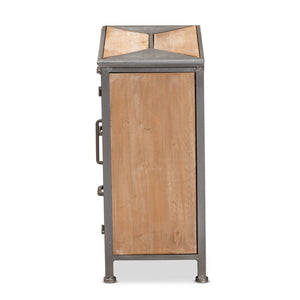 Baxton Studio Baxton Studio Rustic Industrial Accent Storage Cabinet in Antique Grey Metal and Whitewashed Oak 3-Drawer AM19136-Oak/Grey-Cabinet