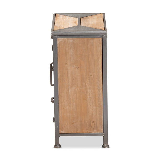 Baxton Studio Baxton Studio Rustic Industrial Accent Storage Cabinet in Antique Grey Metal and Whitewashed Oak 3-Drawer AM19136-Oak/Grey-Cabinet