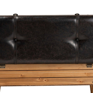 Baxton Studio Baxton Studio Rustic Storage Ottoman with PU Leather Top and Vintage Trunk-Inspired Design Large DE03A-5282-Brown-Otto-Large