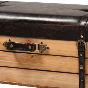 Baxton Studio Baxton Studio Rustic Storage Ottoman with PU Leather Top and Vintage Trunk-Inspired Design Large DE03A-5282-Brown-Otto-Large