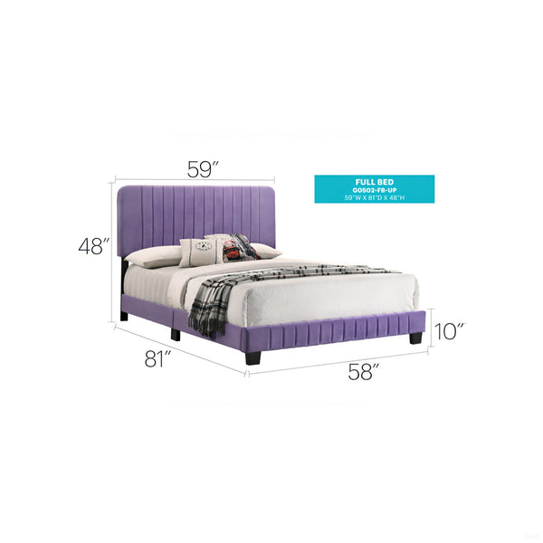 English Elm Contemporary Full Size Velvet Channel Tufted Bed with Sturdy Wooden Slats and Easy One‑Box Shipments Purple 27 L x 60 W x 5 H B078107900