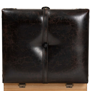 Baxton Studio Baxton Studio Rustic Storage Ottoman with PU Leather Top and Vintage Trunk-Inspired Design Small DE03A-5282-Brown-Otto-Small