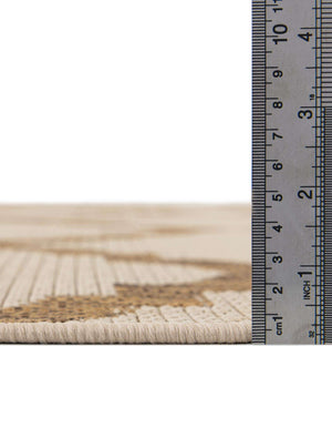 Unique Loom Outdoor Trellis Raised Trellis Machine Made Geometric Rug Beige, Beige/Brown 6' 1" x 6' 1"