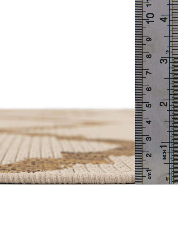 Unique Loom Outdoor Trellis Raised Trellis Machine Made Geometric Rug Beige, Beige/Brown 6' 1" x 6' 1"