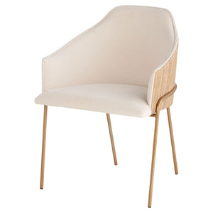 Menfis Dining Chair 11758 Brushed Gold|Light Tan Velour|Rattan 11758 Cyan Design