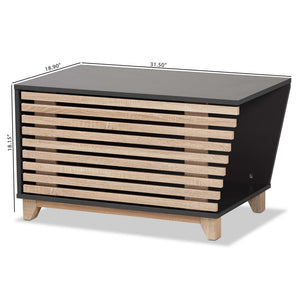 Baxton Studio Baxton Studio Eckhart Modern Cat Litter Box Cover - Stylish Two-Tone Wood Design for Home Décor Grey SECHC150130WI-Dark Grey/Hana Oak-Cat House