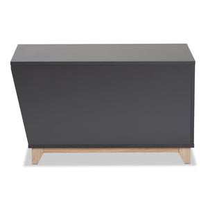 Baxton Studio Baxton Studio Eckhart Modern Cat Litter Box Cover - Stylish Two-Tone Wood Design for Home Décor Grey SECHC150130WI-Dark Grey/Hana Oak-Cat House