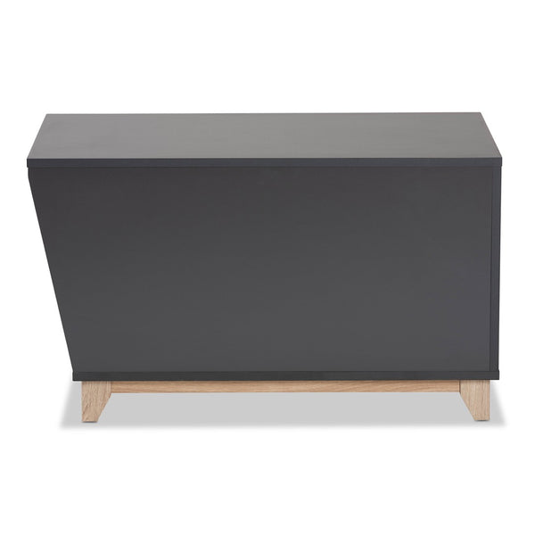 Baxton Studio Baxton Studio Eckhart Modern Cat Litter Box Cover - Stylish Two-Tone Wood Design for Home Décor Grey SECHC150130WI-Dark Grey/Hana Oak-Cat House