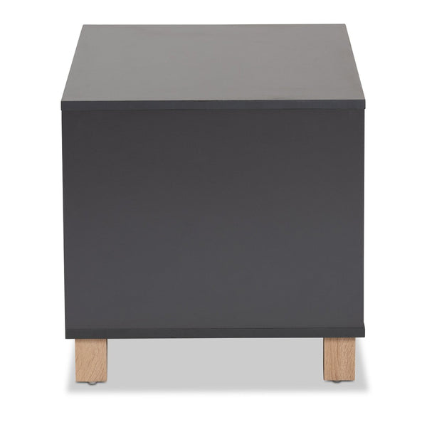 Baxton Studio Baxton Studio Eckhart Modern Cat Litter Box Cover - Stylish Two-Tone Wood Design for Home Décor Grey SECHC150130WI-Dark Grey/Hana Oak-Cat House