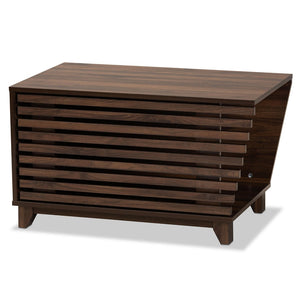 Baxton Studio Baxton Eckhart Modern Walnut Brown Cat Litter Box Cover – Stylish, Ventilated Design for Homes SECHC150130WI-Walnut-Cat House