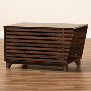 Baxton Studio Baxton Eckhart Modern Walnut Brown Cat Litter Box Cover – Stylish, Ventilated Design for Homes SECHC150130WI-Walnut-Cat House