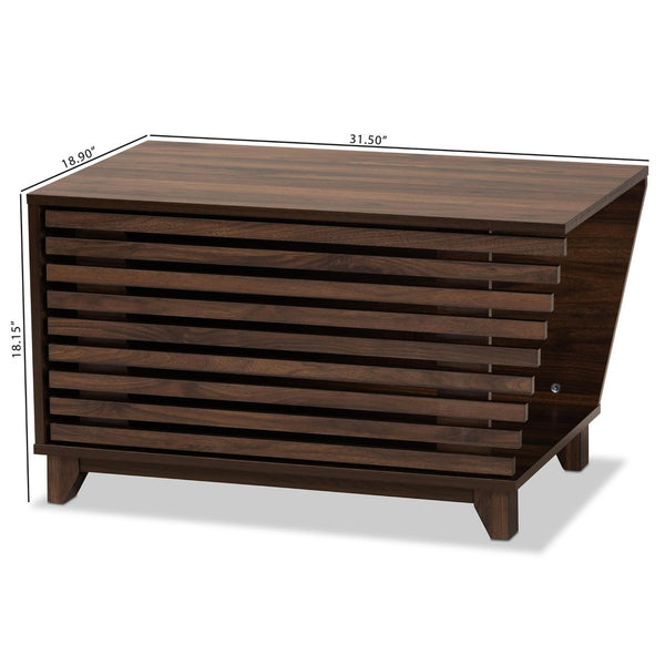 Baxton Studio Baxton Eckhart Modern Walnut Brown Cat Litter Box Cover – Stylish, Ventilated Design for Homes SECHC150130WI-Walnut-Cat House