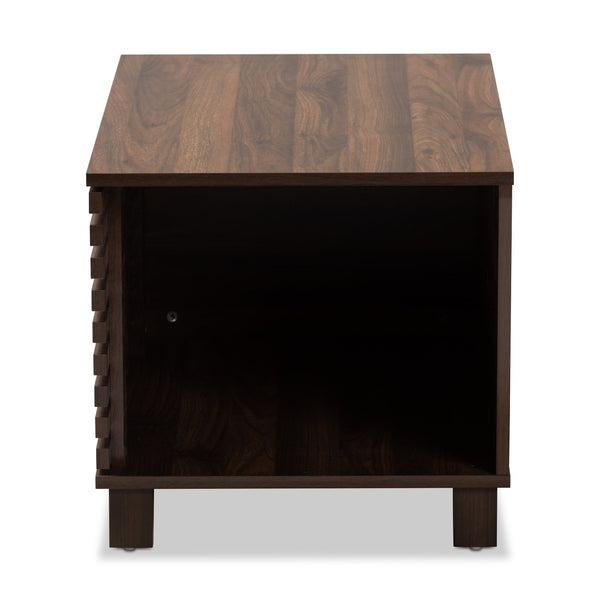 Baxton Studio Baxton Eckhart Modern Walnut Brown Cat Litter Box Cover – Stylish, Ventilated Design for Homes SECHC150130WI-Walnut-Cat House