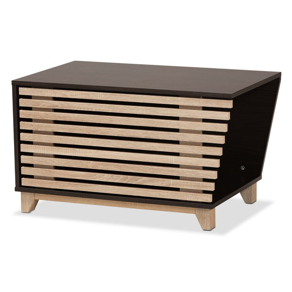 Baxton Studio Baxton Studio Eckhart Modern Cat Litter Box Cover - Stylish Two-Tone Wood Design for Home Décor Brown SECHC150130WI-Modi Wenge/Hana Oak-Cat House