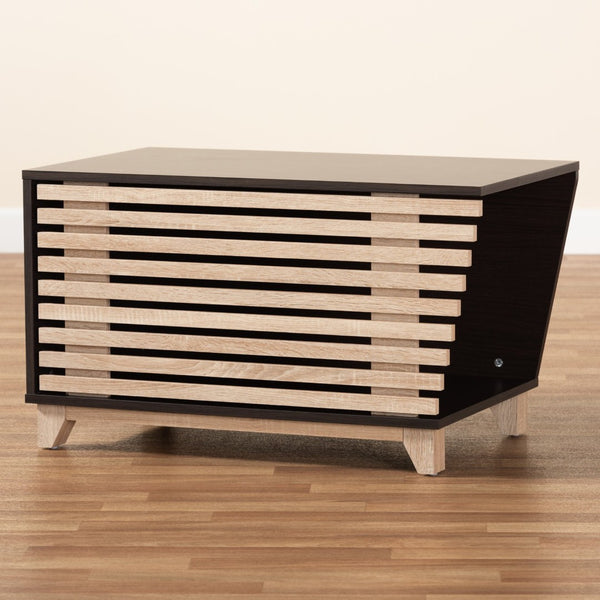 Baxton Studio Baxton Studio Eckhart Modern Cat Litter Box Cover - Stylish Two-Tone Wood Design for Home Décor Brown SECHC150130WI-Modi Wenge/Hana Oak-Cat House