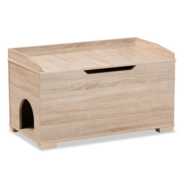 Baxton Studio Baxton Studio Mariam Stylish Oak Cat Litter Box Cover with Storage for Modern Home Décor Solutions SECHC150140WI-Hana Oak-Cat House
