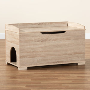 Baxton Studio Baxton Studio Mariam Stylish Oak Cat Litter Box Cover with Storage for Modern Home Décor Solutions SECHC150140WI-Hana Oak-Cat House