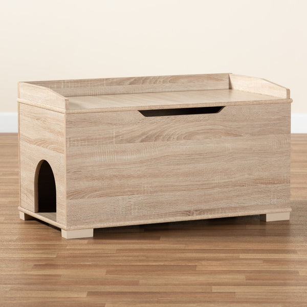 Baxton Studio Baxton Studio Mariam Stylish Oak Cat Litter Box Cover with Storage for Modern Home Décor Solutions SECHC150140WI-Hana Oak-Cat House