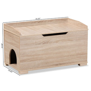 Baxton Studio Baxton Studio Mariam Stylish Oak Cat Litter Box Cover with Storage for Modern Home Décor Solutions SECHC150140WI-Hana Oak-Cat House