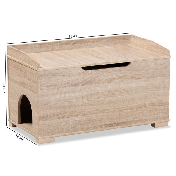 Baxton Studio Baxton Studio Mariam Stylish Oak Cat Litter Box Cover with Storage for Modern Home Décor Solutions SECHC150140WI-Hana Oak-Cat House