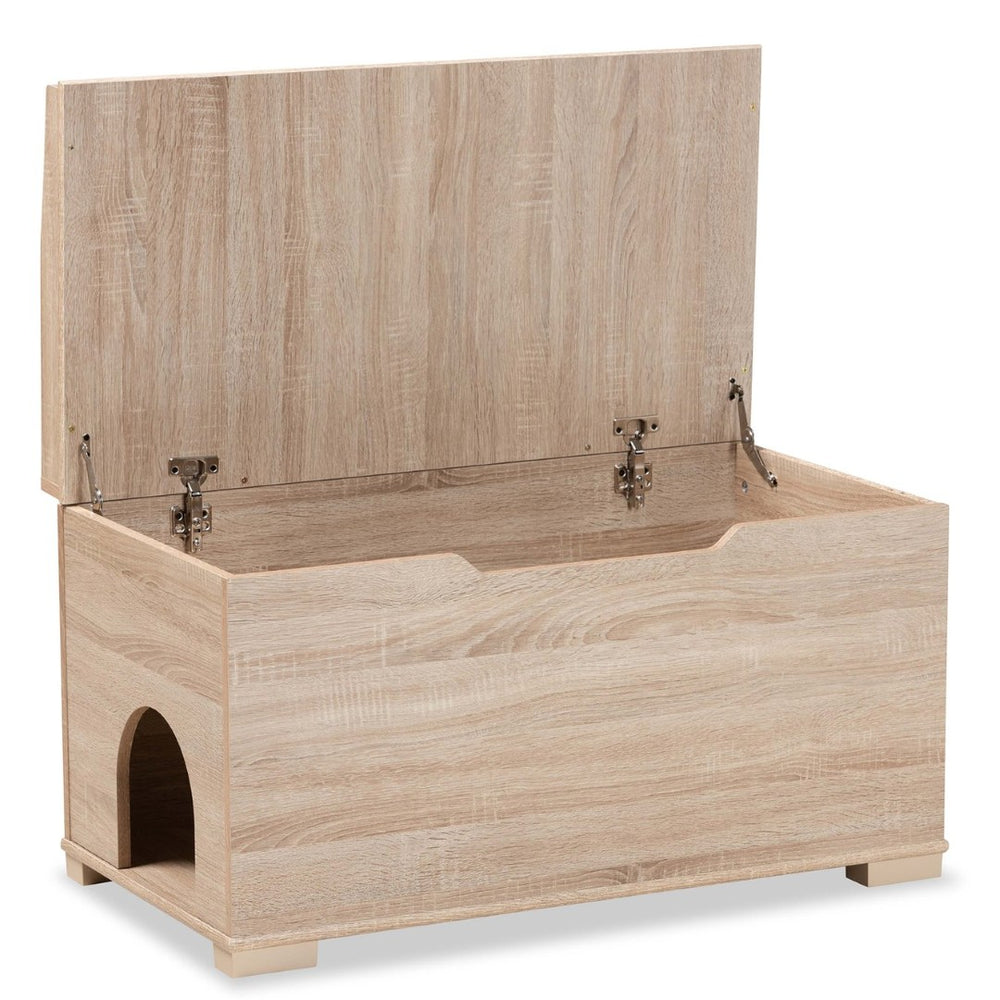 Baxton Studio Baxton Studio Mariam Stylish Oak Cat Litter Box Cover with Storage for Modern Home Décor Solutions SECHC150140WI-Hana Oak-Cat House