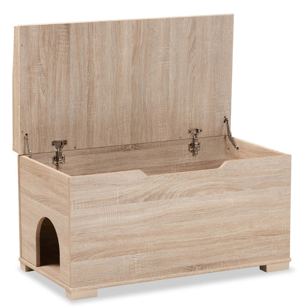 Baxton Studio Baxton Studio Mariam Stylish Oak Cat Litter Box Cover with Storage for Modern Home Décor Solutions SECHC150140WI-Hana Oak-Cat House