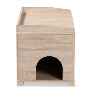 Baxton Studio Baxton Studio Mariam Stylish Oak Cat Litter Box Cover with Storage for Modern Home Décor Solutions SECHC150140WI-Hana Oak-Cat House