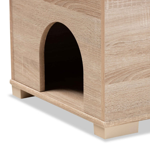 Baxton Studio Baxton Studio Mariam Stylish Oak Cat Litter Box Cover with Storage for Modern Home Décor Solutions SECHC150140WI-Hana Oak-Cat House