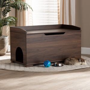 Baxton Studio Baxton Studio Mariam Modern Walnut Cat Litter Box Cover with Stylish Design and Easy Access SECHC150140WI-Walnut-Cat House