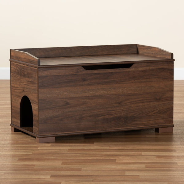 Baxton Studio Baxton Studio Mariam Modern Walnut Cat Litter Box Cover with Stylish Design and Easy Access SECHC150140WI-Walnut-Cat House