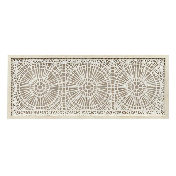 JLA Home INK+IVY - Framed Medallion Rice Paper Shadow Box Art – Handmade neutral textured wall decor, ready-to-hang statement piece II95B-0152