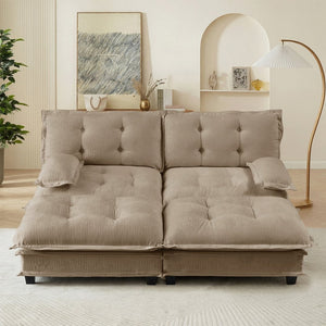 English Elm 77" Chenille Modular Cloud Sofa Plush Deep Seat Sectional with Ottomans for Living Room Light Coffee W714S01693