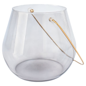 Water Drop Hurricane Candleholder Smoked 11768 Cyan Design