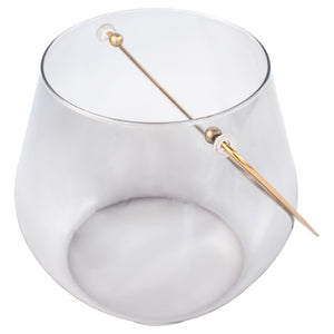 Water Drop Hurricane Candleholder Smoked 11768 Cyan Design