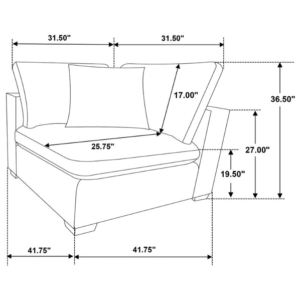 English Elm Murtagh Curved Modular Sectional Sofa with Deep Fabric Upholstery and Tapered Black Legs Ivory B062S01581