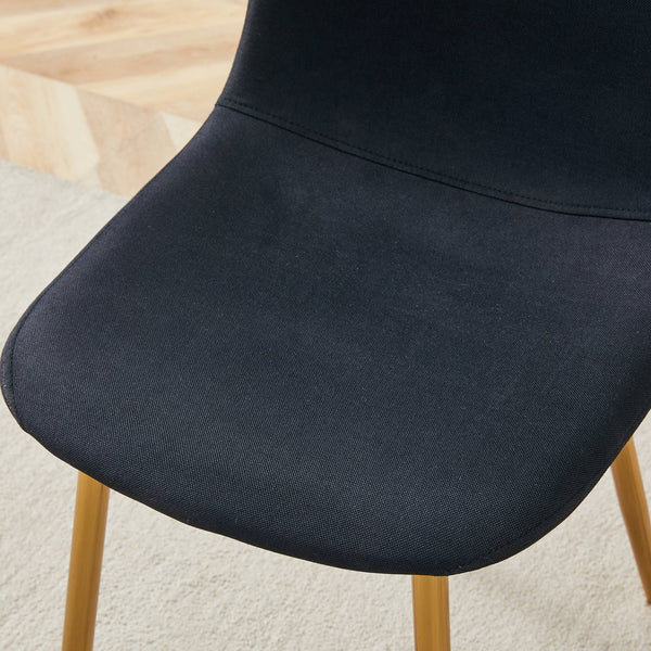 English Elm 4-Piece Modern Luxe Dining Set: 36.6'' Round Glass Table & Black-Gold Chairs For Stylish Spaces W1151S03682