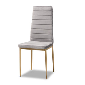Baxton Studio Baxton Studio Armand Modern Glam Dining Chair Set with Luxe Velvet Upholstery and Gold Legs Grey 112157-1-Grey Velvet/Gold-DC