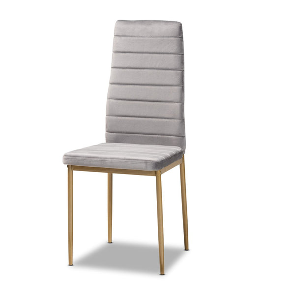 Baxton Studio Baxton Studio Armand Modern Glam Dining Chair Set with Luxe Velvet Upholstery and Gold Legs Grey 112157-1-Grey Velvet/Gold-DC