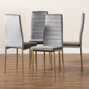 Baxton Studio Baxton Studio Armand Modern Glam Dining Chair Set with Luxe Velvet Upholstery and Gold Legs Grey 112157-1-Grey Velvet/Gold-DC