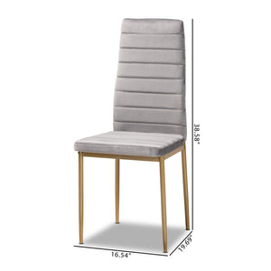 Baxton Studio Baxton Studio Armand Modern Glam Dining Chair Set with Luxe Velvet Upholstery and Gold Legs Grey 112157-1-Grey Velvet/Gold-DC
